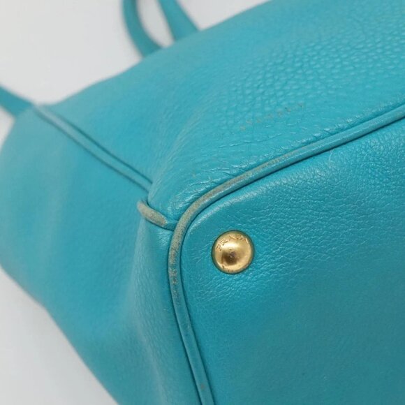 PRADA Hand Bag Leather 2way Green Gold Auth 139193 - Picture 3 of 16